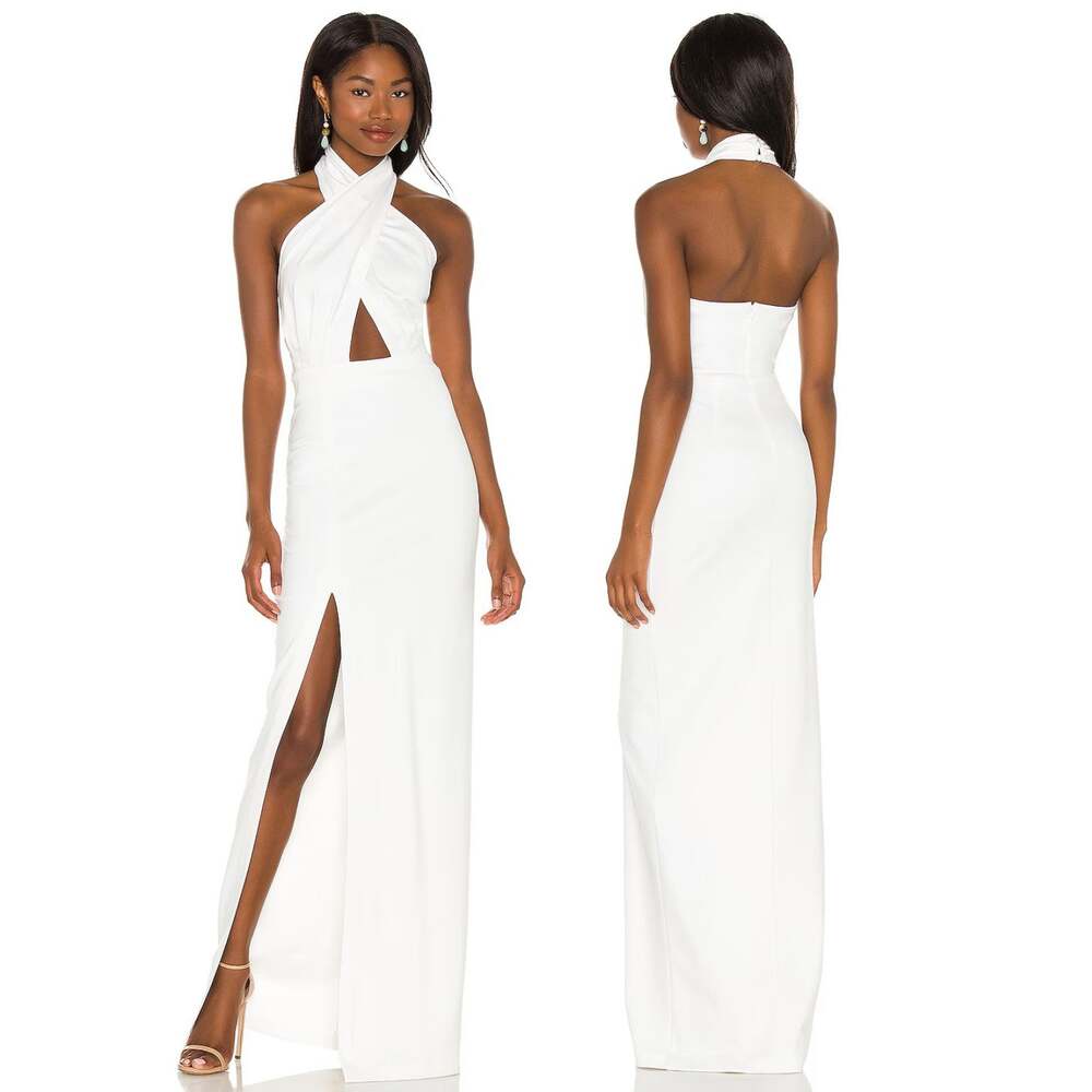 Amanda Uprichard X REVOLVE Zahara Gown Halter Wedding Formal Gala Party Prom L